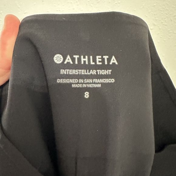 Athleta Tights Pants Womens 8 Black Interstellar Split Hem Zip Waist Travel - Picture 9 of 11